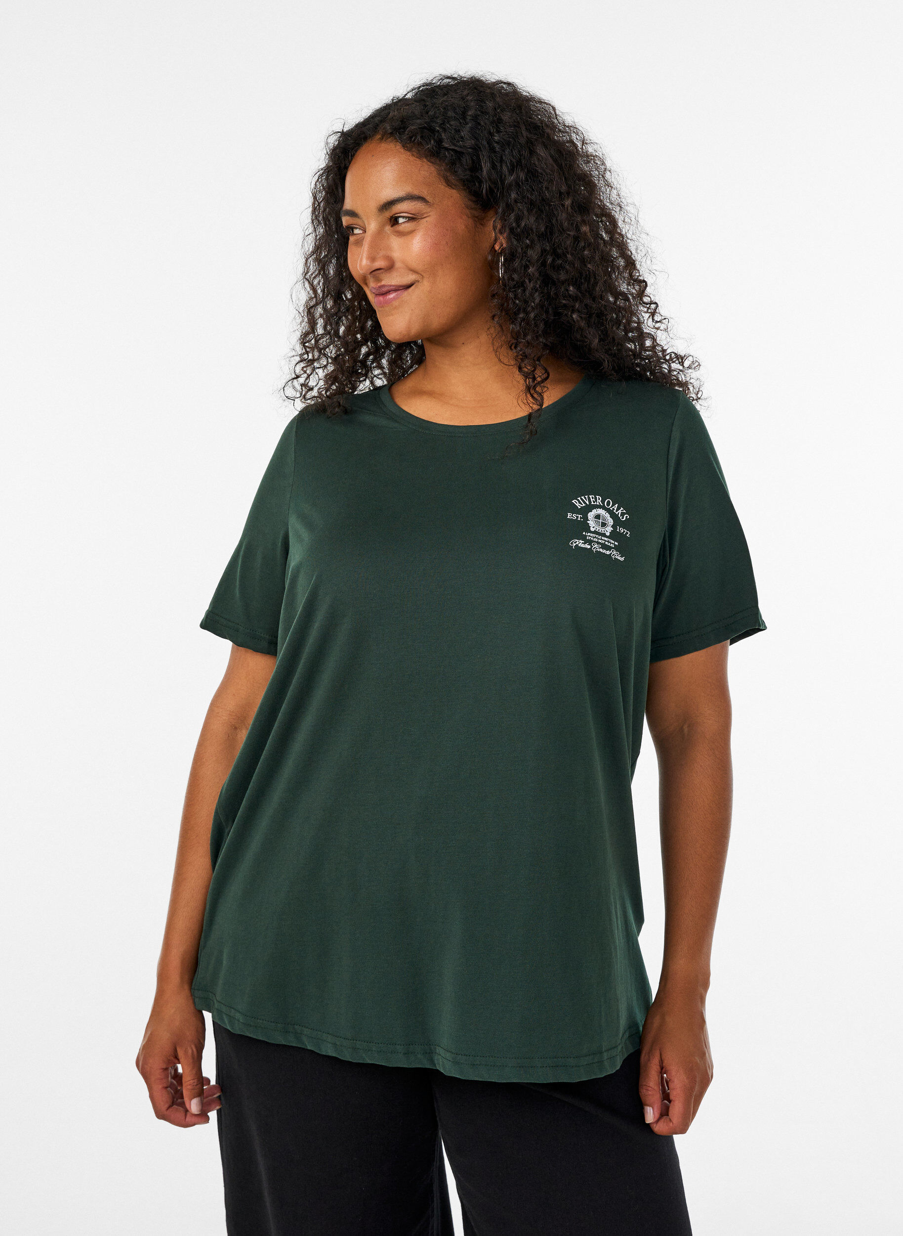 ZizziT-shirt med motiv, Gr&oslash;n, Model image number 0