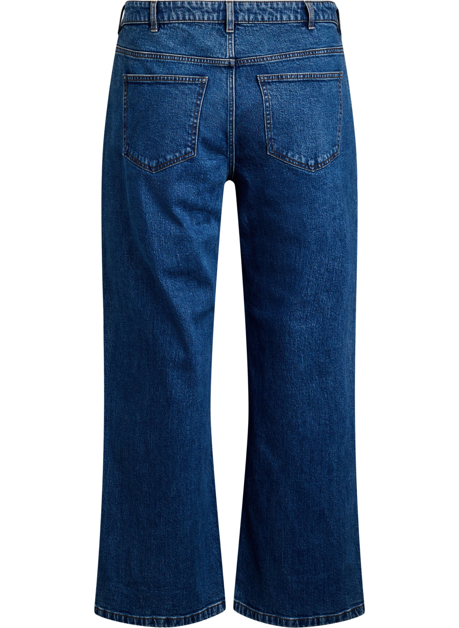 Zizzi Wide leg jeans med h&oslash;j talje, Bl&aring;, Packshot image number 1