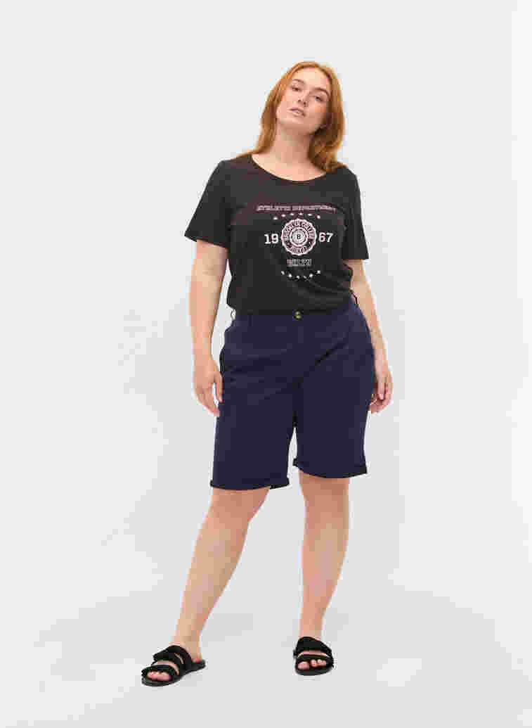 Kortærmet bomulds t-shirt med tryk, Black, Model image number 2