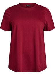 Basis t-shirt i bomuld med rund hals , M&oslash;rk Bordeaux