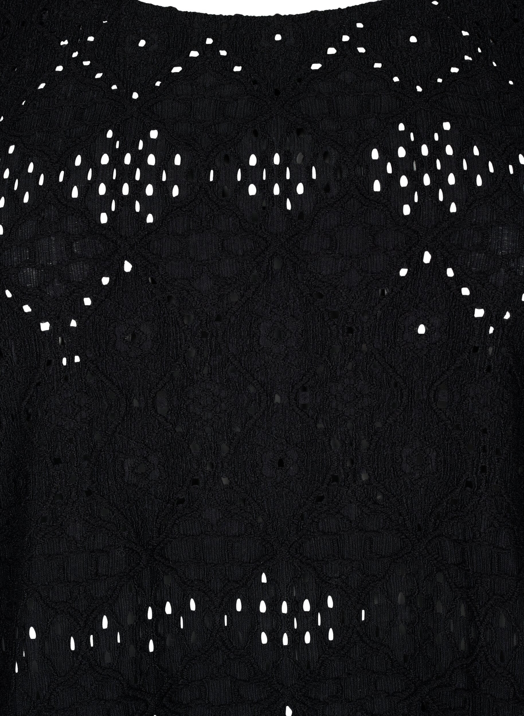 Zizzi Kort&aelig;rmet bluse med hulm&oslash;nster, Black, Packshot image number 2