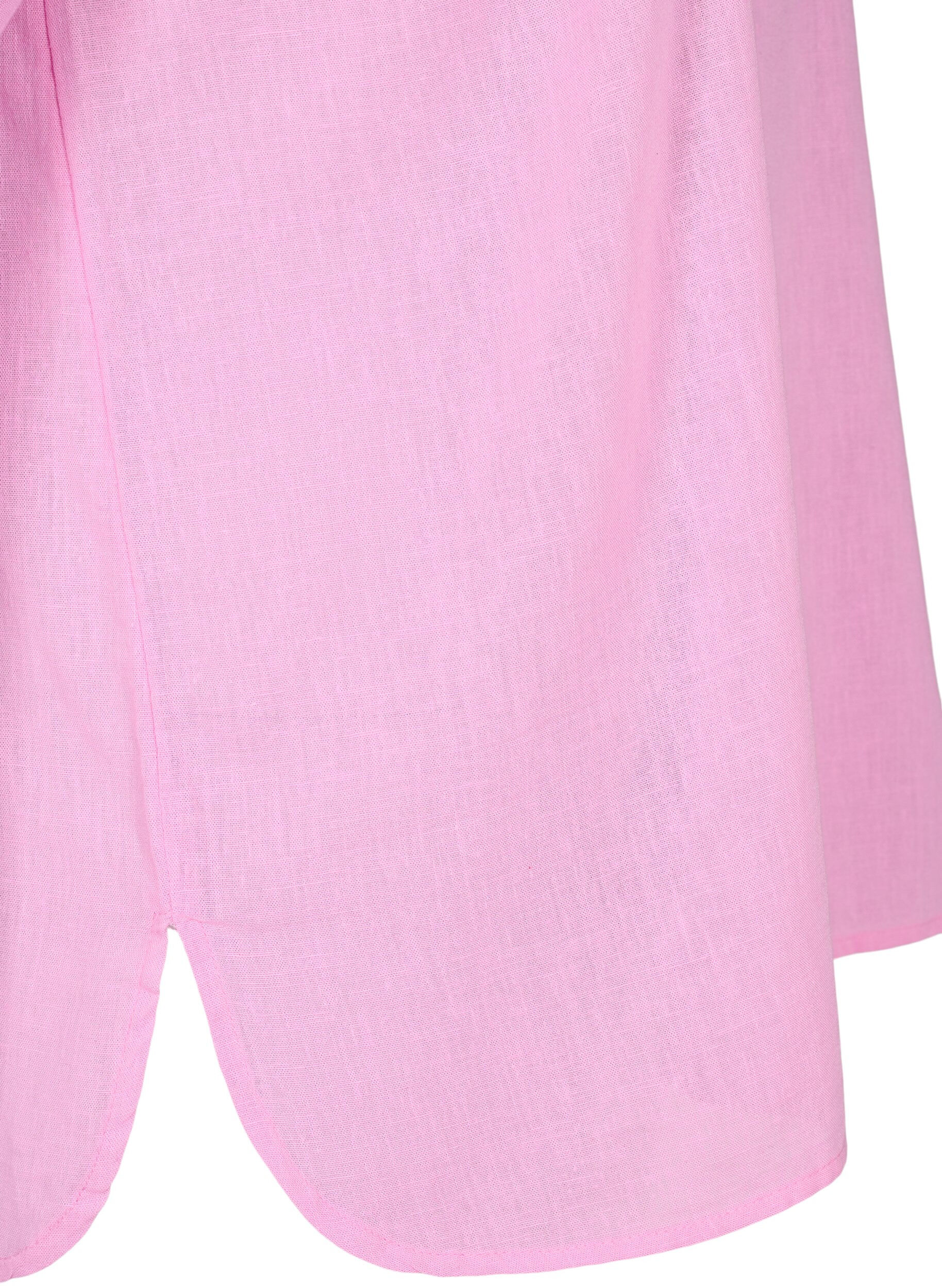 Zizzi Skjortebluse med knaplukning, Begonia Pink, Packshot image number 3