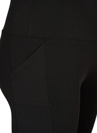 Tætsiddende shorts med høj talje og lommer, Black, Packshot image number 2