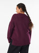 Strikbluse med V-formet ribm&oslash;nster og slidser, Lilla, Model image number 2