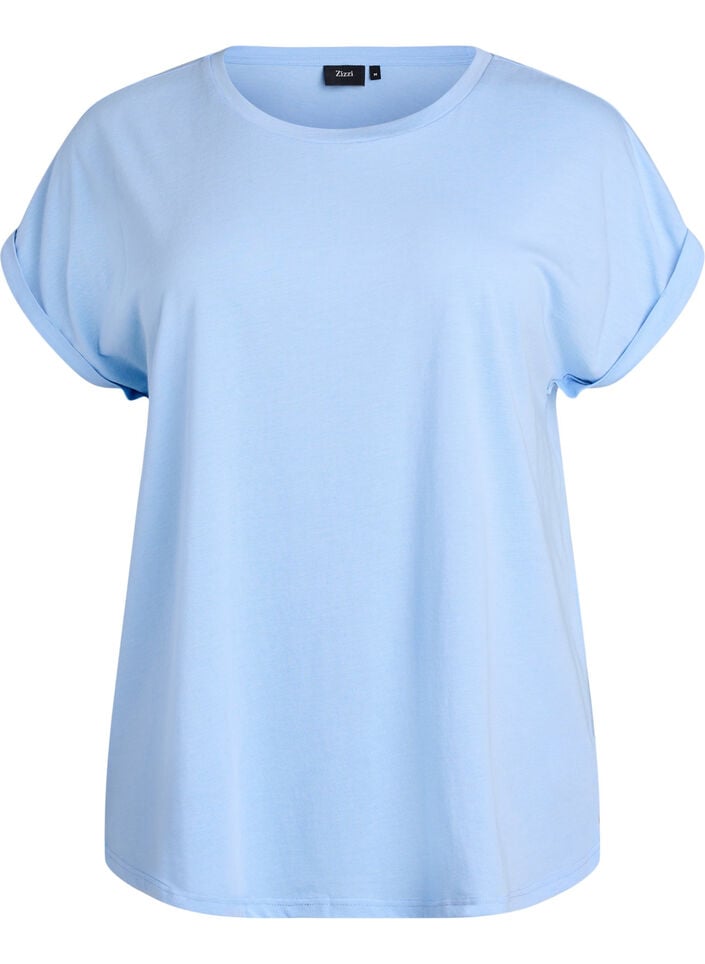 Kort&aelig;rmet t-shirt i bomuldsblanding	, Bl&aring;, Packshot image number 0