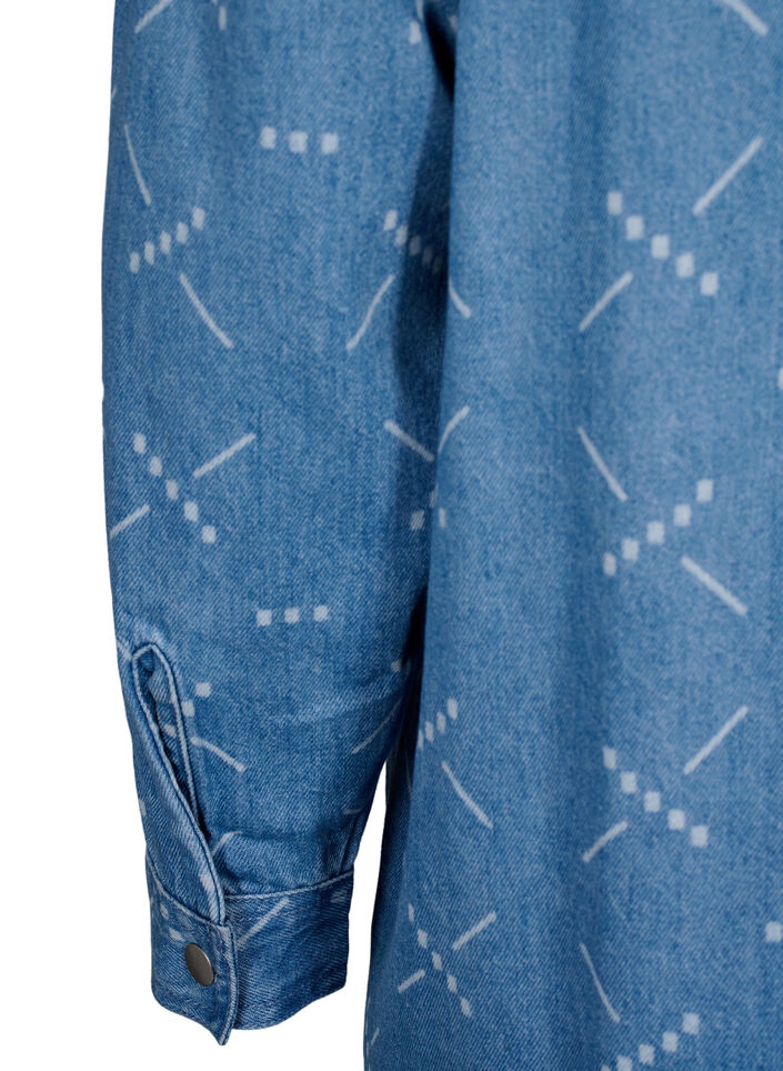 Løs denimjakke med mønster, Light blue denim, Packshot image number 3