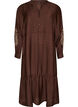 Viskosekjole med broderi og fl&aelig;selag, Brun, Packshot image number 0