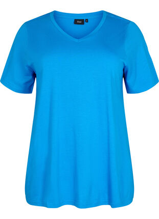 Kortærmet t-shirt med a-shape, French Blue, Packshot image number 0