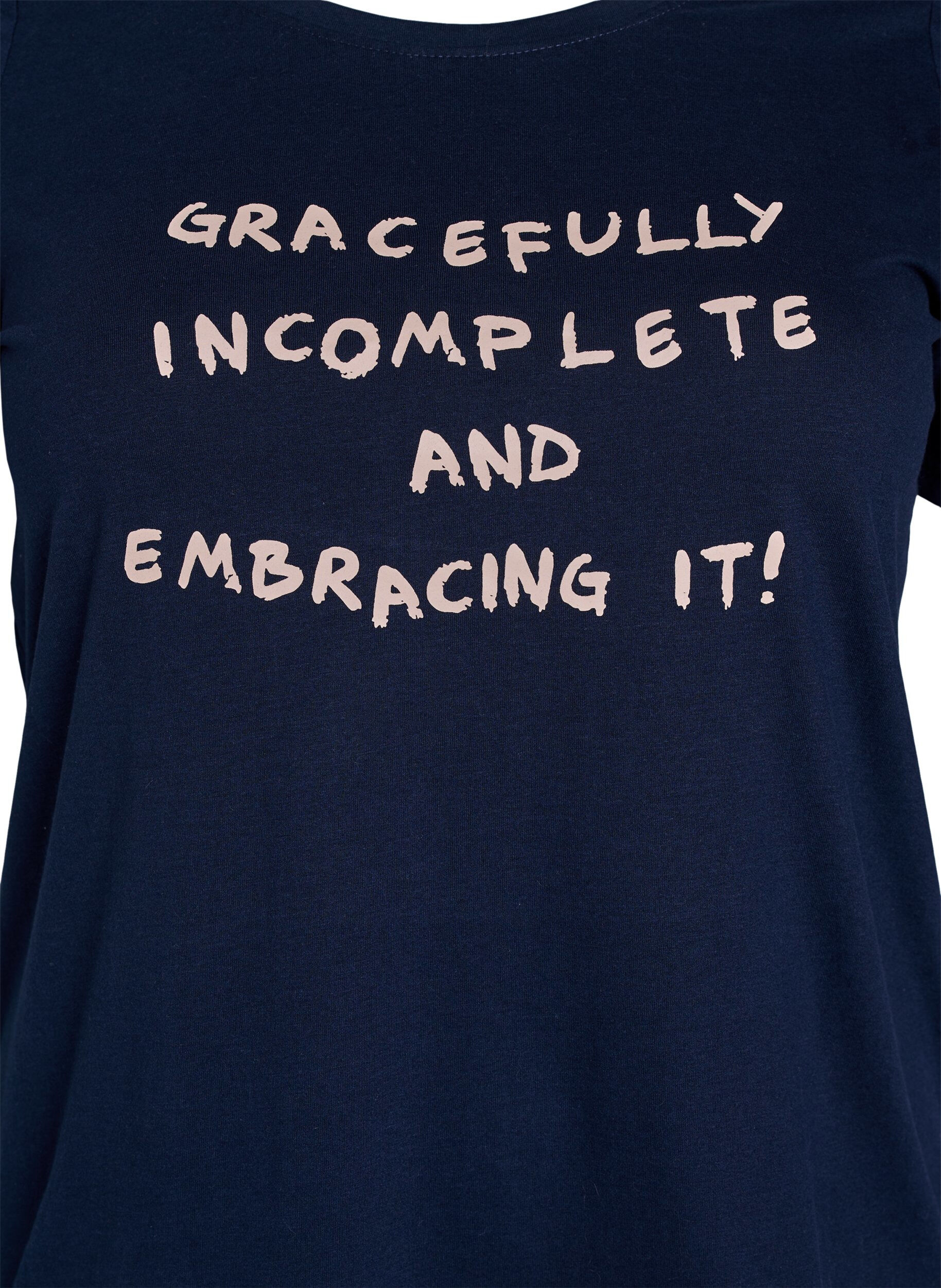 Zizzi FLASH - T-shirt med motiv, Bl&aring;, Packshot image number 2