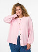 Cardigan i bl&oslash;d strik med guldfarvede knapper, Lyser&oslash;d, Model image number 0