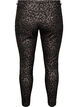 Coatede leggings med leoprint og cropped længde, Brun, Packshot image number 1
