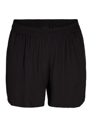 Løse shorts i viskose, Black, Packshot image number 0