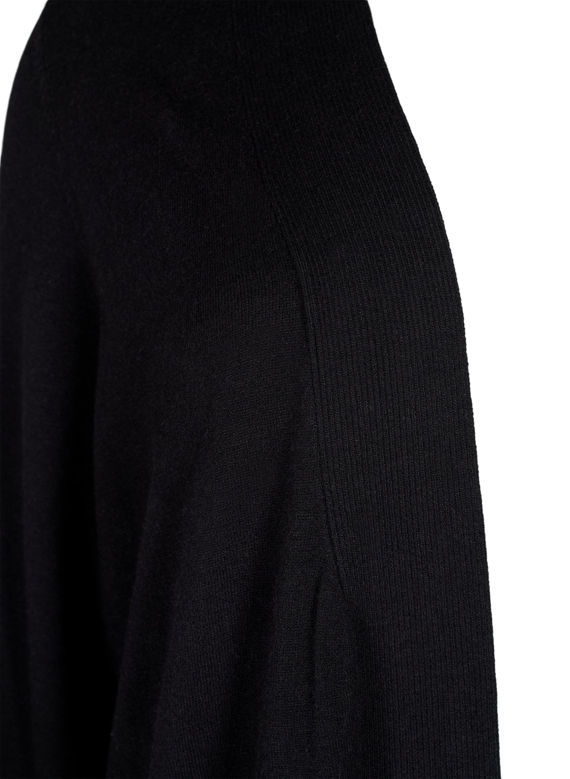 Zizzi Lang strikket cardigan med lommer, Black, Packshot image number 2