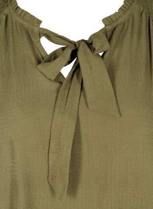 Viskose tunika med pufærmer og bindedetalje, Green ASS, Packshot image number 2