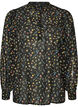 Bluse med all-over print og kort knapstolpe, Sort, Packshot image number 0