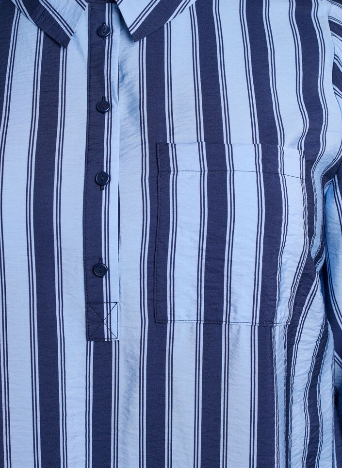 Kort kjole med krave og brystlomme, Blå, Packshot image number 2