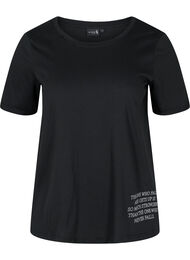 Bomulds trænings t-shirt med tekst og korte ærmer , Black