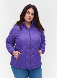 Quiltet letvægts jakke med lynlås og lommer , Ultra Violet, Model