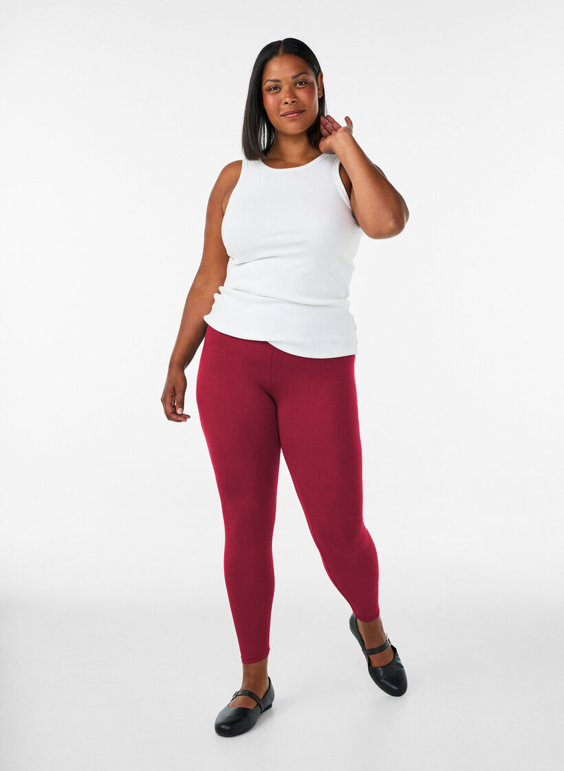 Basis leggings i viskose, R&oslash;d, Model image number 1