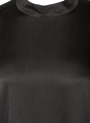 Shiny bluse med lange pufærmer, Black, Packshot image number 2