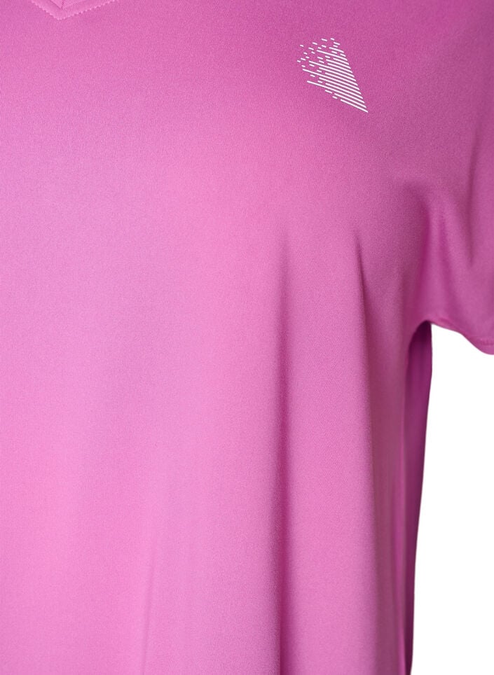 Kort&aelig;rmet tr&aelig;nings t-shirt med v-hals, Lilla, Packshot image number 2
