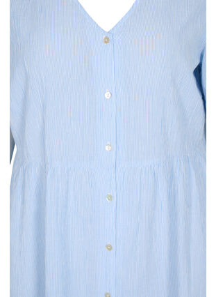 Stribet skjortekjole i bomuld , Blue Stripe, Packshot image number 2