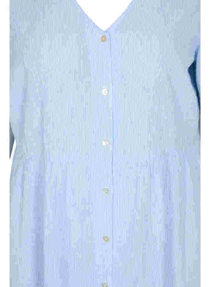 Stribet skjortekjole i bomuld , Blue Stripe, Packshot image number 2