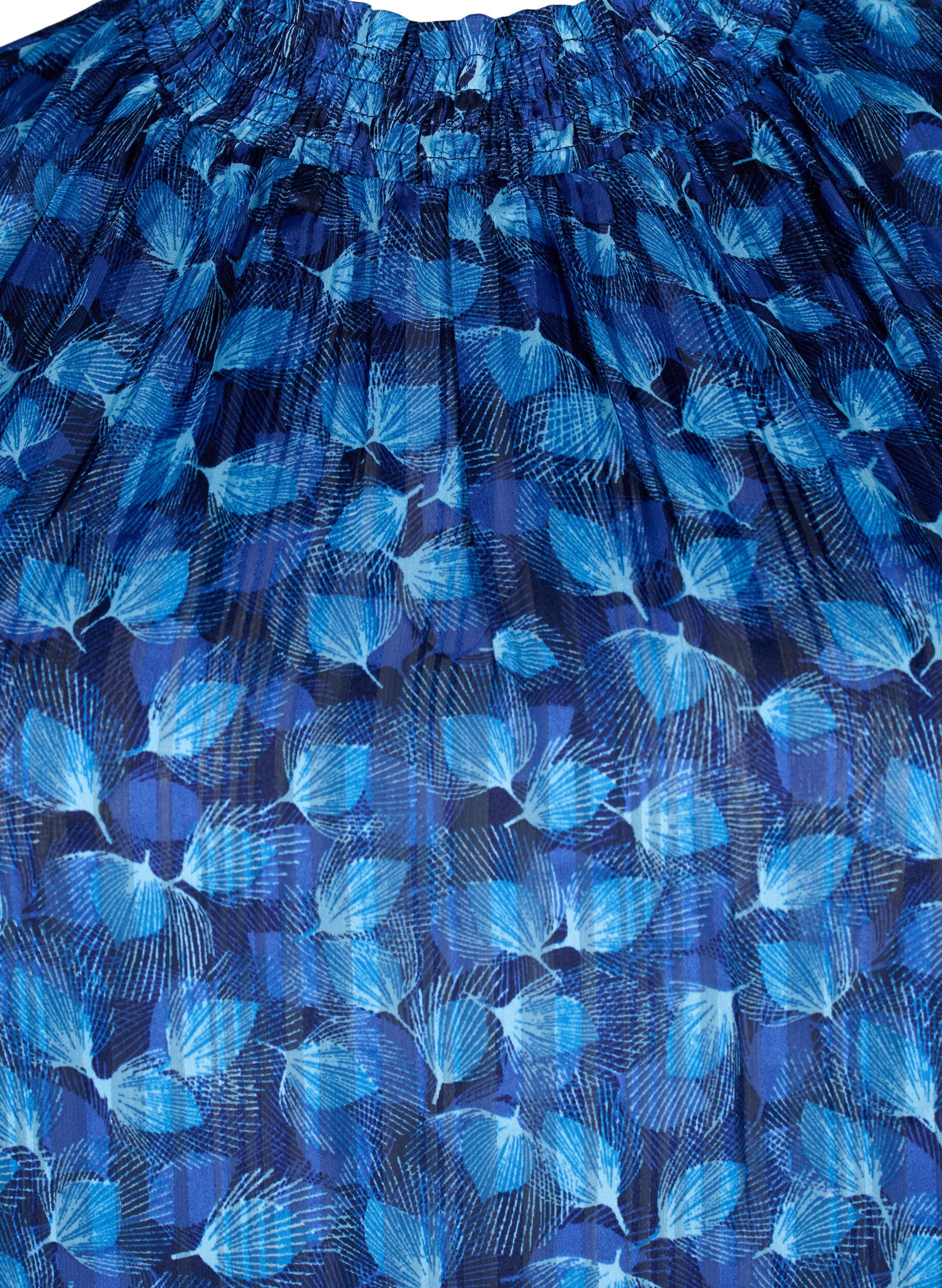 Zizzi Kort&aelig;rmet smockbluse med print, Navy Blazer Leaf AOP, Packshot image number 2