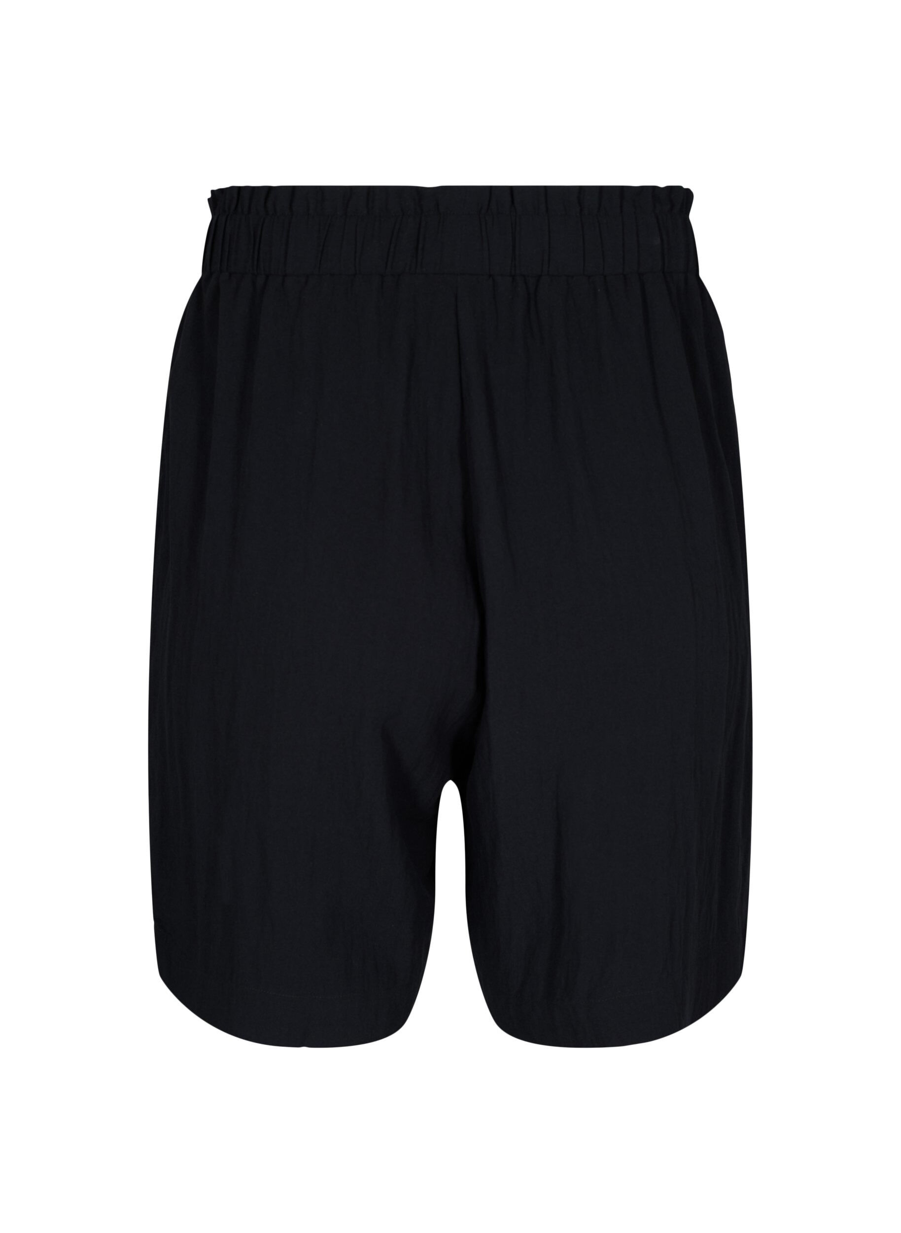 Zizzi L&oslash;se shorts i viskose, Black, Packshot image number 1