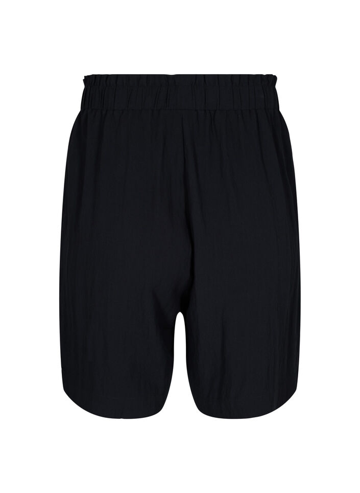 Løse shorts i viskose, Black, Packshot image number 1