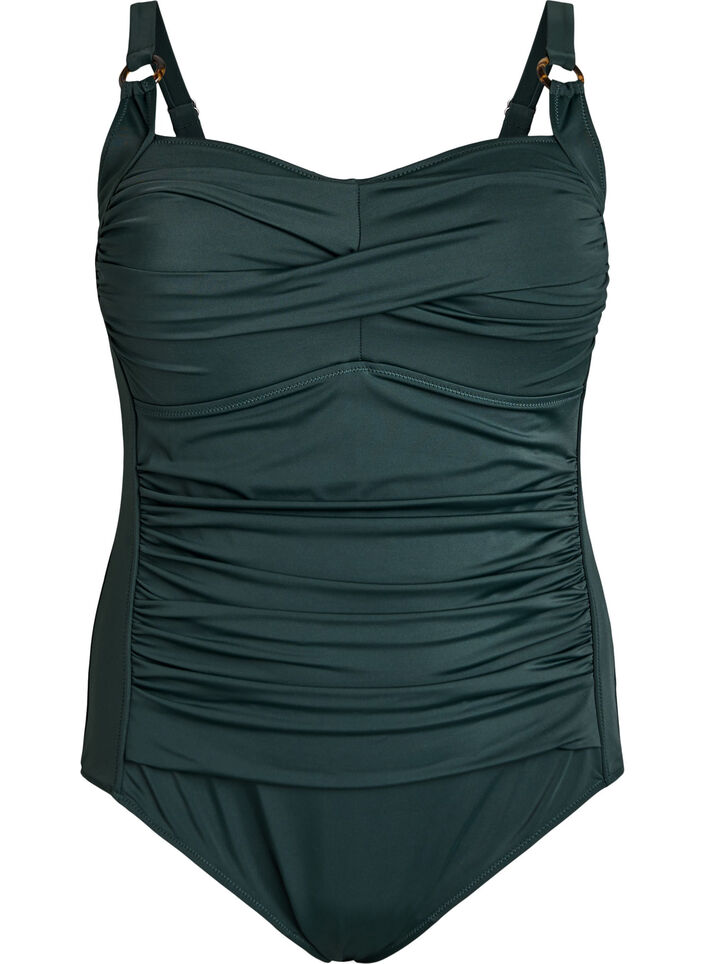 Vatteret badedragt med draperinger, Gr&oslash;n, Packshot image number 0