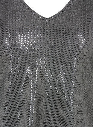 Paillet bluse med 3/4 ærmer , Silver, Packshot image number 2