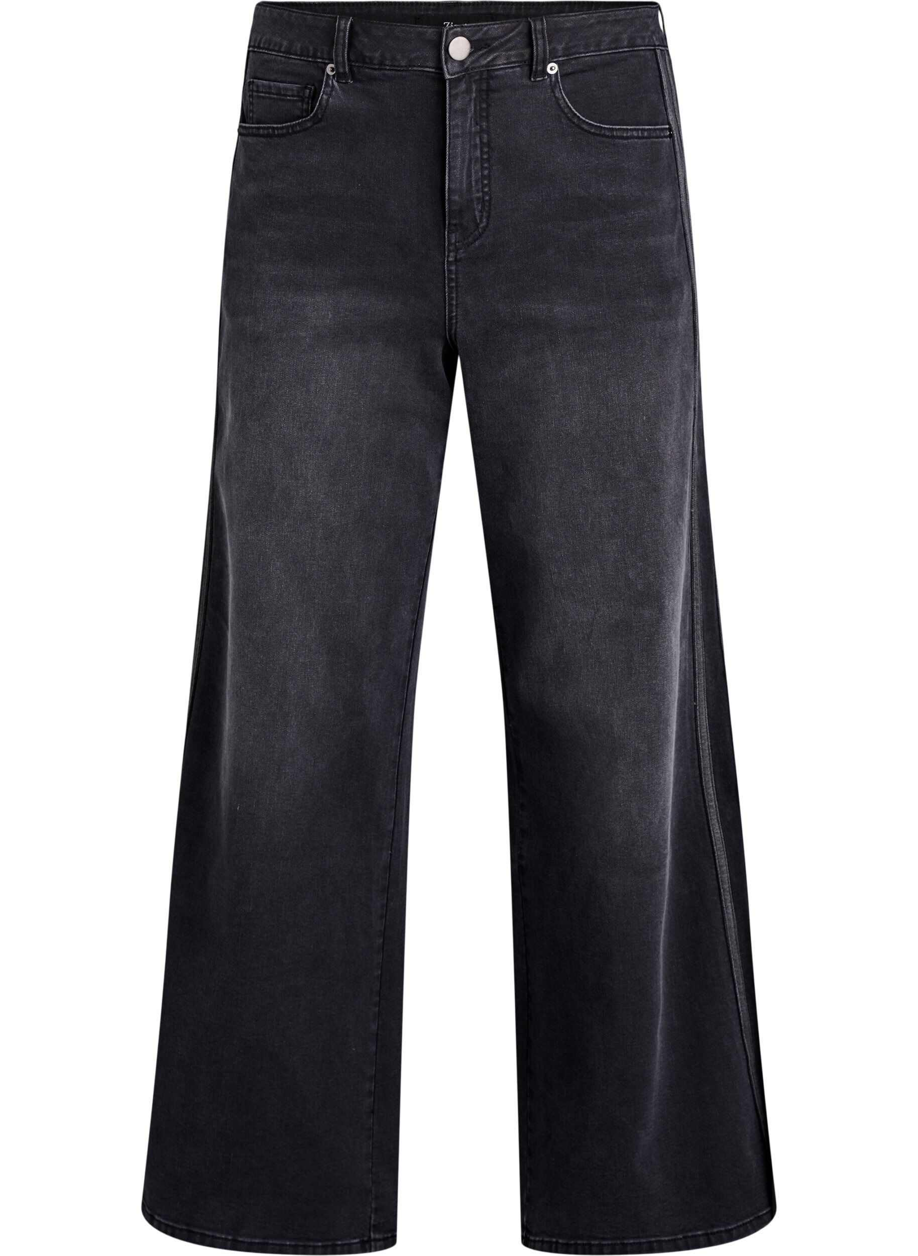 ZizziWide fit jeans med lodrette denimdetaljer, Gr&aring;, Packshot image number 0