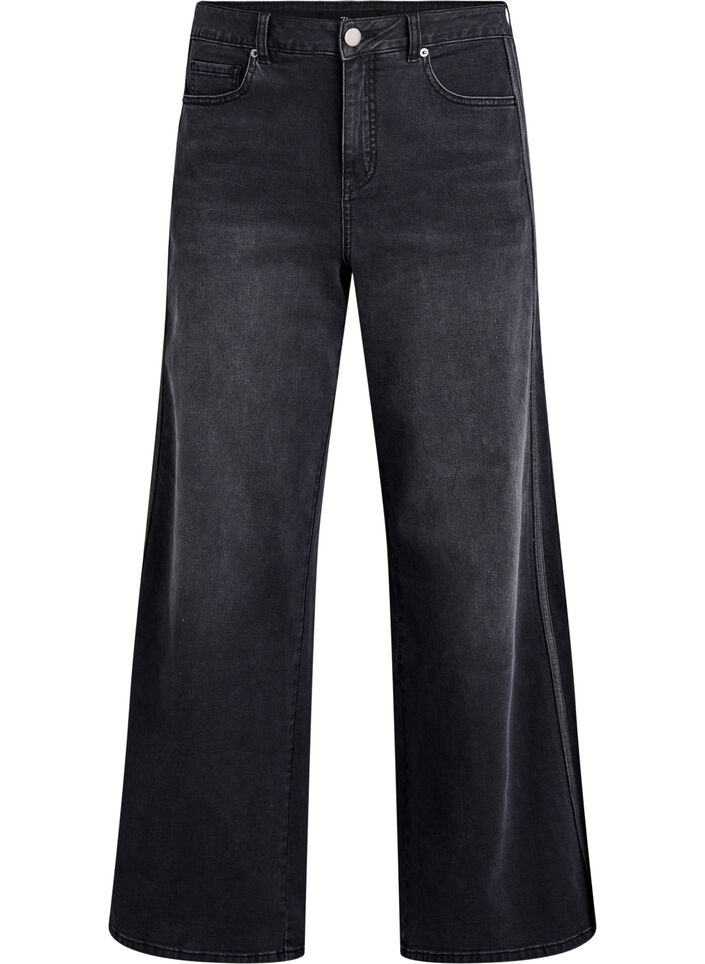 Wide fit jeans med lodrette denimdetaljer, Gr&aring;, Packshot image number 0