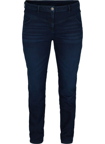Ekstra slim Sanna jeans med regulær talje , Dark blue, Packshot image number 0