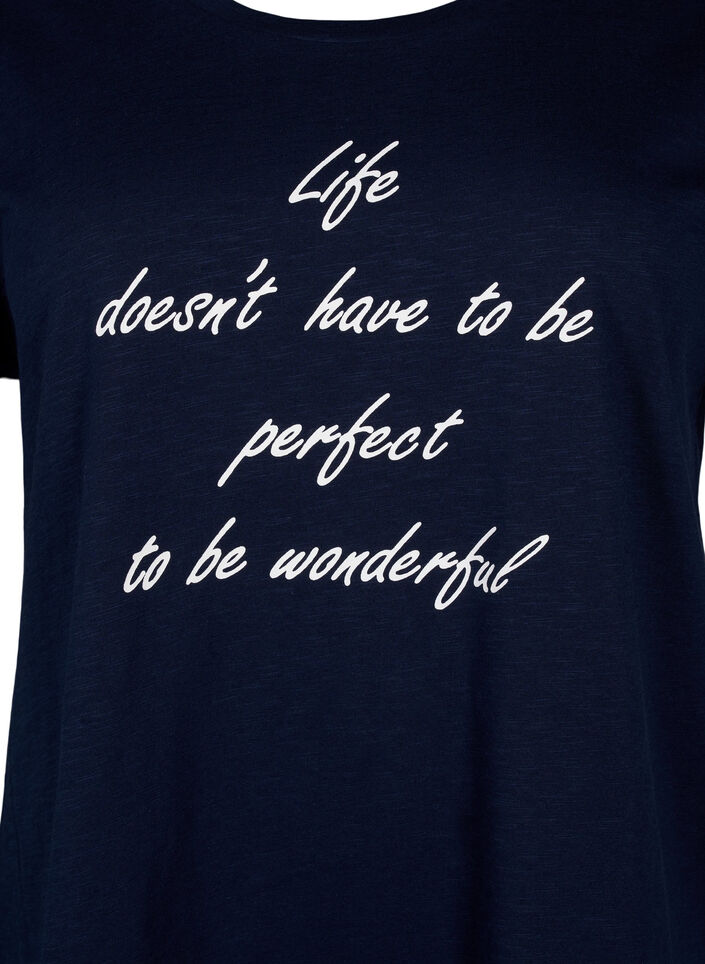 T-shirt i økologisk bomuld med tryk, N.Sky w. White Print, Packshot image number 2