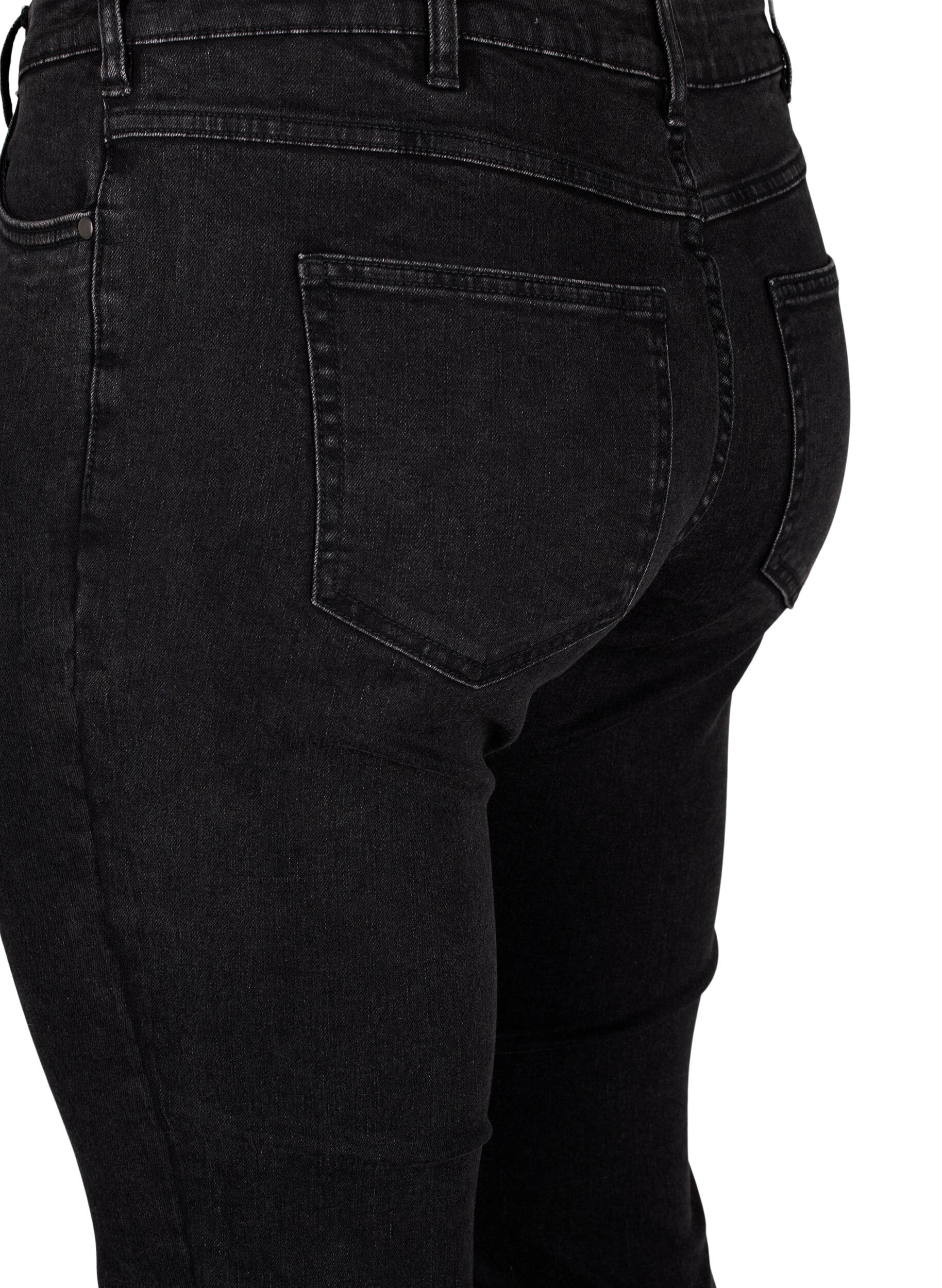 Zizzi Cropped Emily jeans med r&aring; kant forneden, Dark Grey Denim, Packshot image number 3