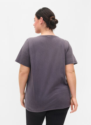 Bomulds t-shirt med acid wash og sten , Dark Grey Wash, Model image number 1