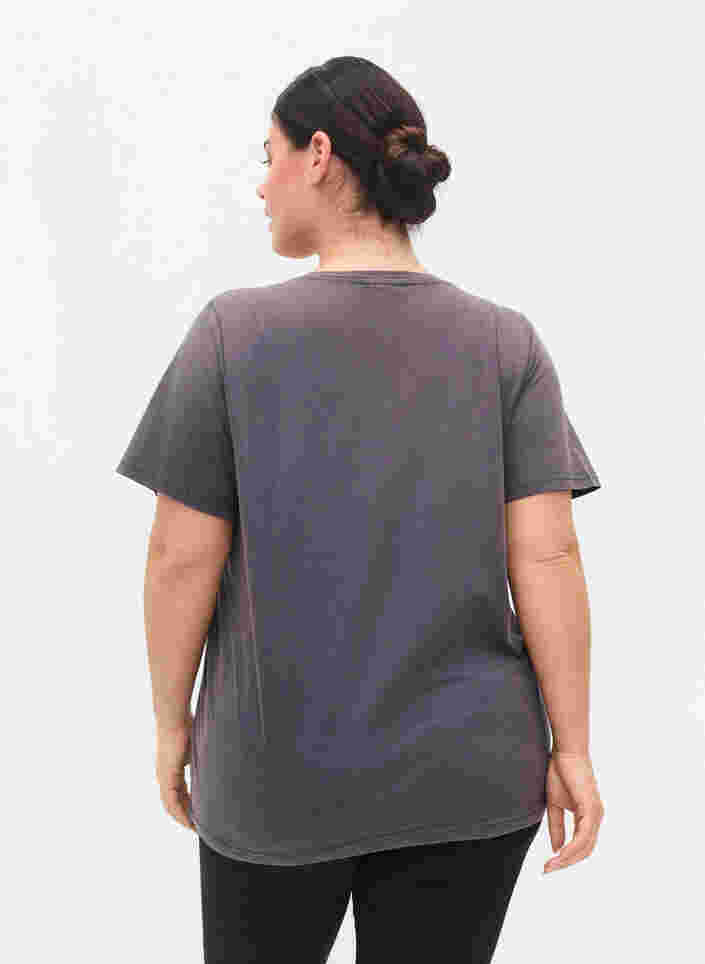 Bomulds t-shirt med acid wash og sten , Dark Grey Wash, Model image number 1