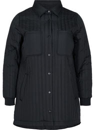 Quiltet jakke med brystlommer og krave, Black