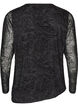 Meshbluse med paisleym&oslash;nster og skr&aring; kant, Sort, Packshot image number 1