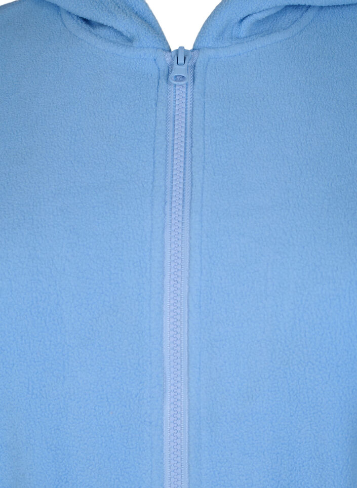 Morgenkåbe med lynlås og hætte, Blå, Packshot image number 2