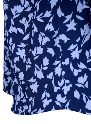 Blomstret bluse med 3/4 ærmer, M. Blue Flower AOP, Packshot image number 3