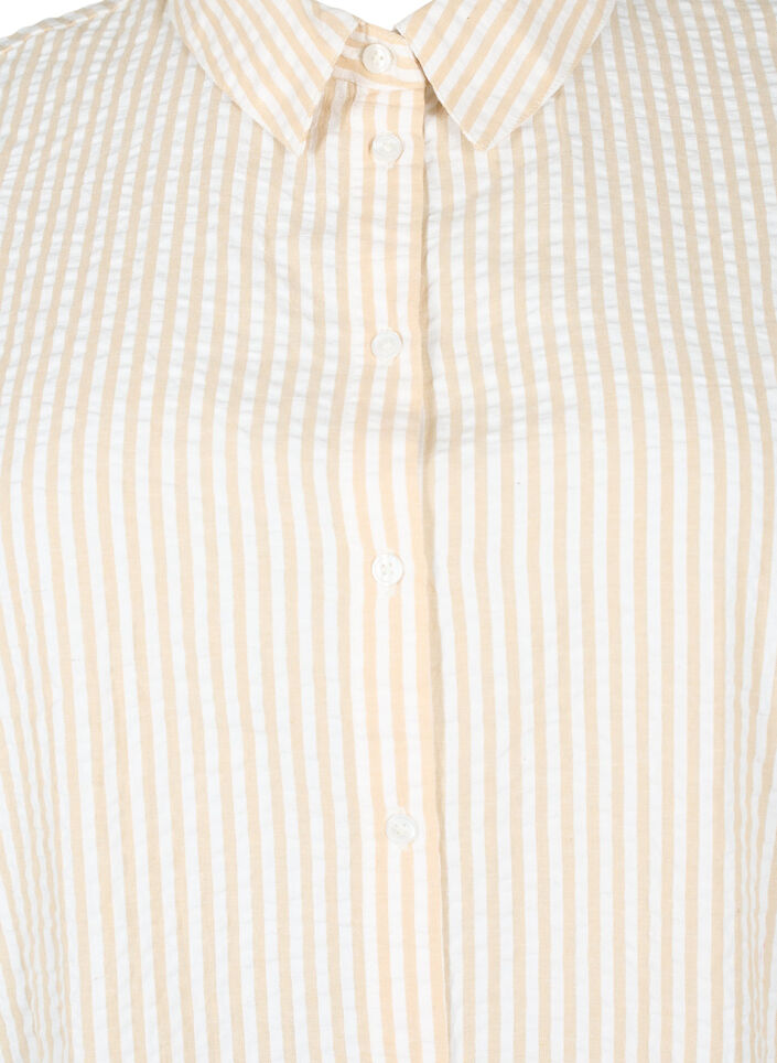 Lang stribet skjorte i bomuld , White/Natrual Stripe, Packshot image number 2