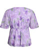 Blomstret chiffonbluse med korte &aelig;rmer, Lilla, Packshot image number 1