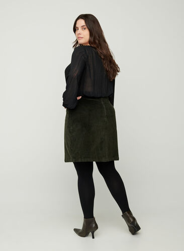 Kort nederdel i fløjl, Green, Model image number 1