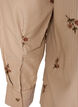 Stribet skjorte med broderede blomster, Brun, Packshot image number 3