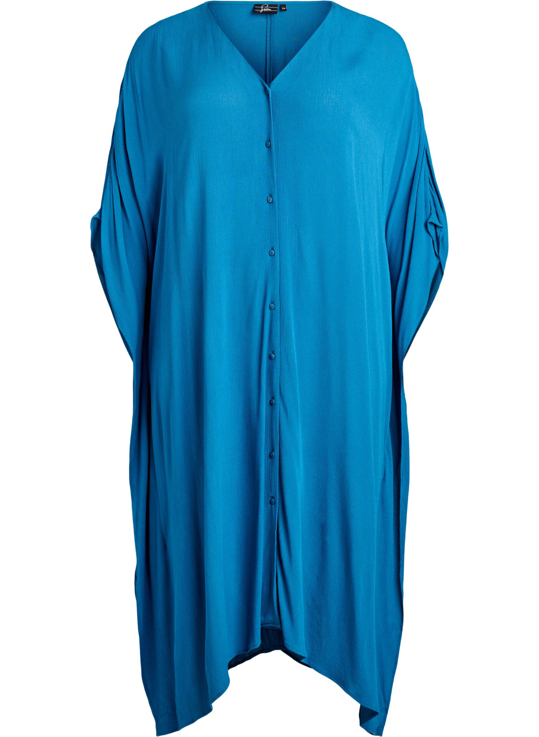 Zizzi Kaftan strandkjole med knapper, Bl&aring;, Packshot image number 0