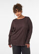 Jerseybluse med b&oslash;lget struktur, Brun, Model image number 0