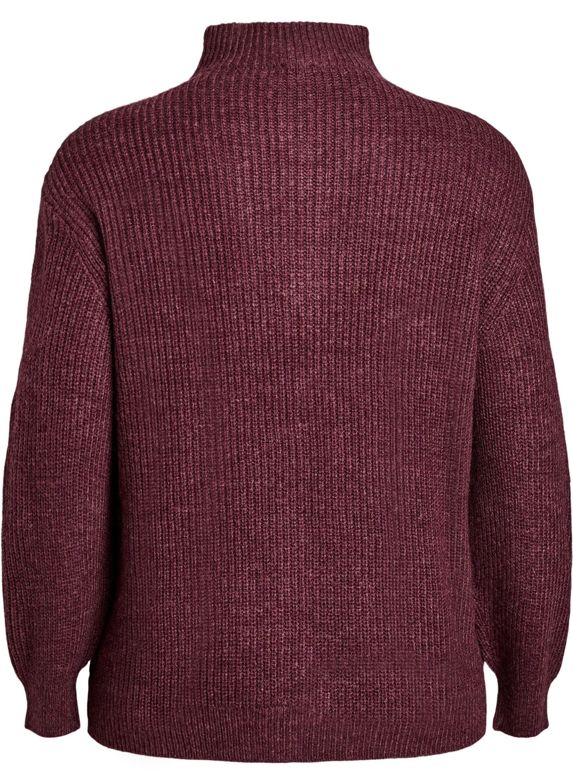 ZizziStriktr&oslash;je med h&oslash;j hals og lynl&aring;s, R&oslash;d, Packshot image number 1